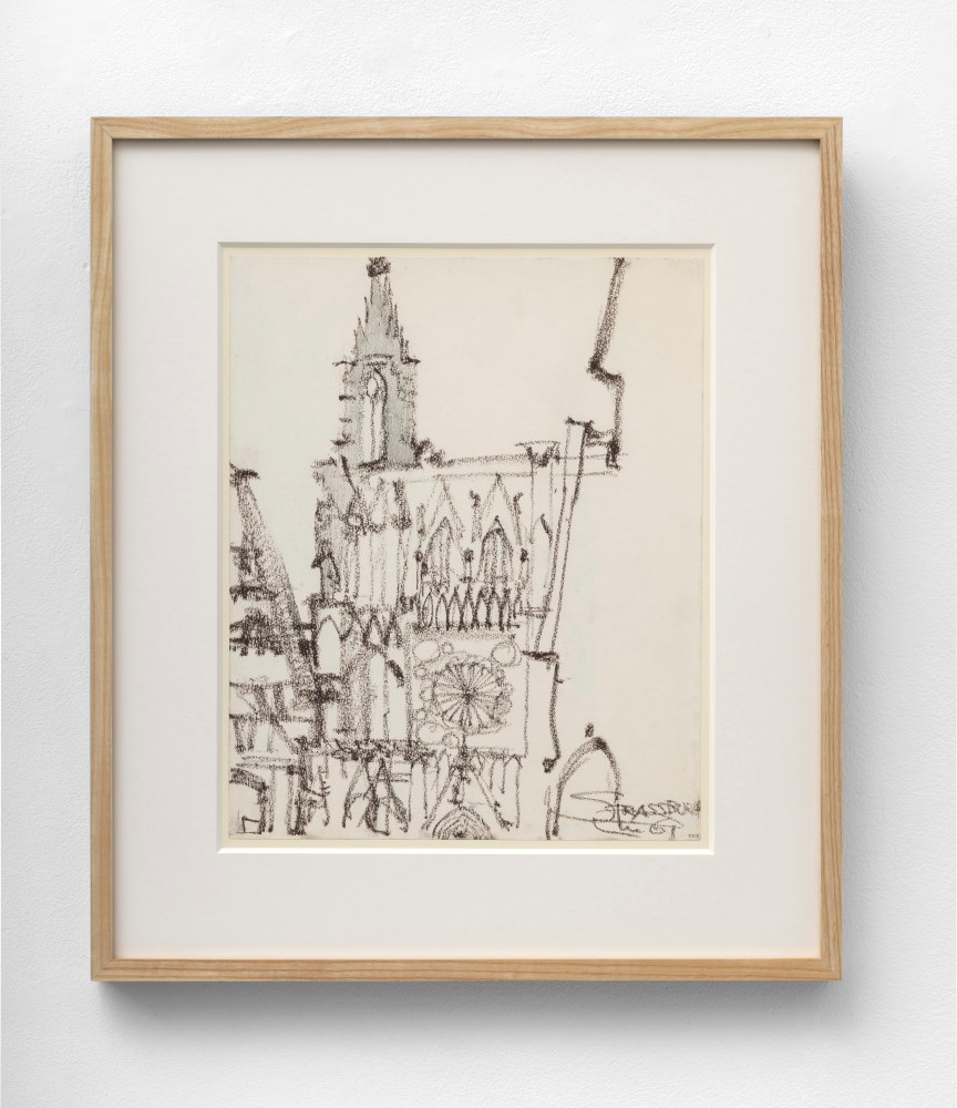 Richard Neutra (1892-1970) Strasbourg Cathedral, Strasbourg, France, 1961     pastel on paper 13 1/2 x 11 inches;  34.3 x 27.9 centimeters LSFA# 15384