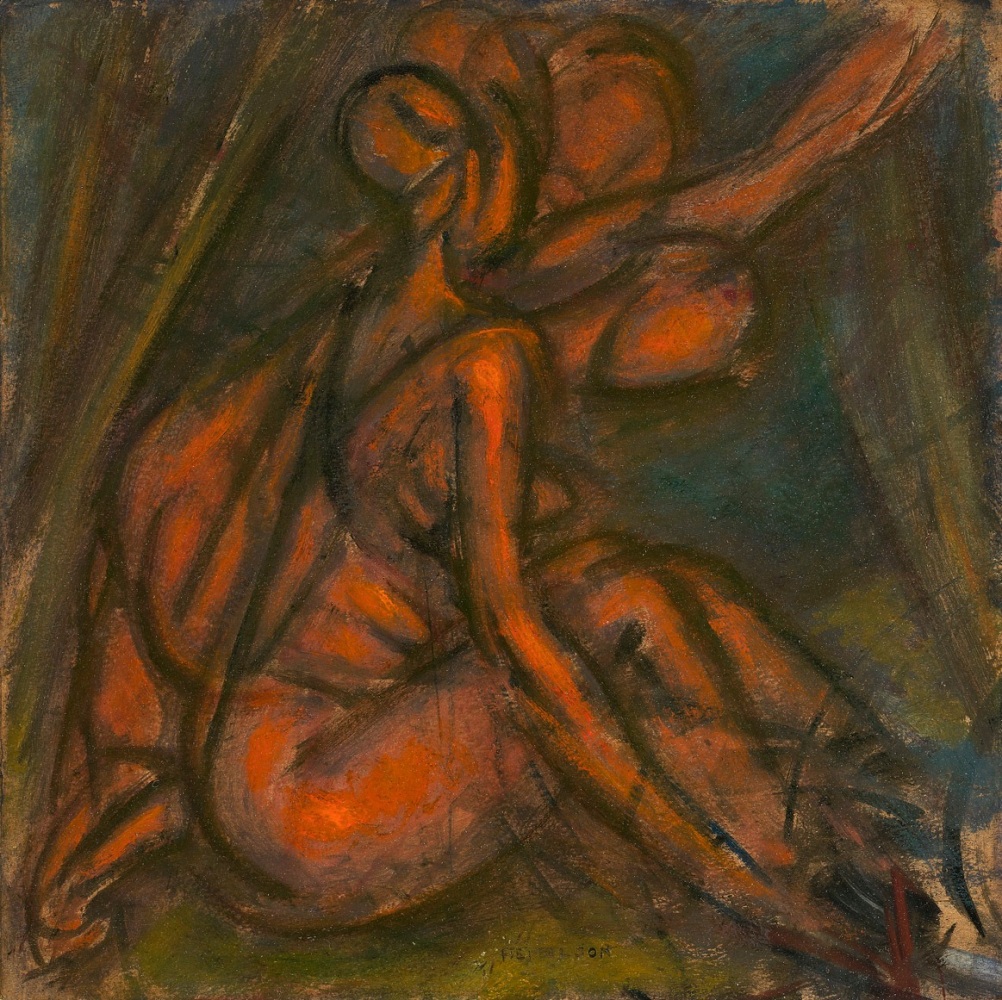 Figures,&amp;nbsp;1918-1919

oil on board

17 1/4 x 17 1/4 inches; 43.8 x 43.8 cm