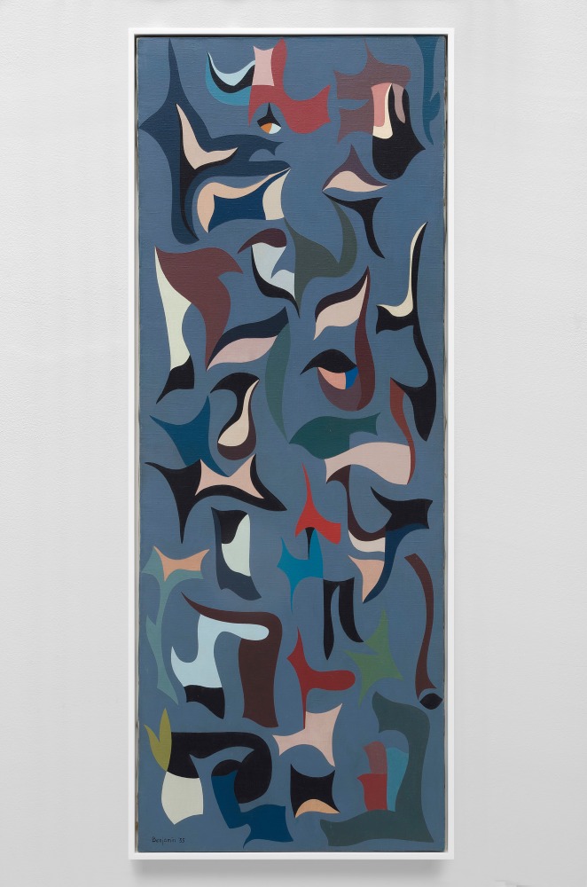Karl Benjamin (1925-2012)&amp;nbsp;
Untitled (Growing Forms), 1955
oil on canvas
48 x 18 inches; 121.9 x 45.7 centimeters
LSFA# 11843