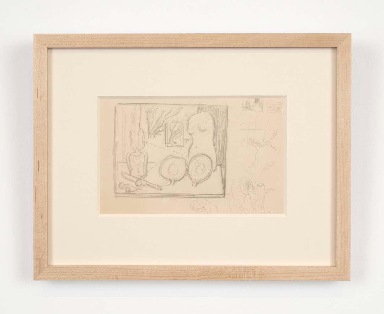 Helen Lundeberg (1908-1999)
Study for Plant and Animal Analogies, c. 1934&amp;nbsp;
graphite on paper
5 1/2 x 8 1/2 inches;&amp;nbsp;&amp;nbsp;14 x 21.6 centimeters
LSFA# 16251