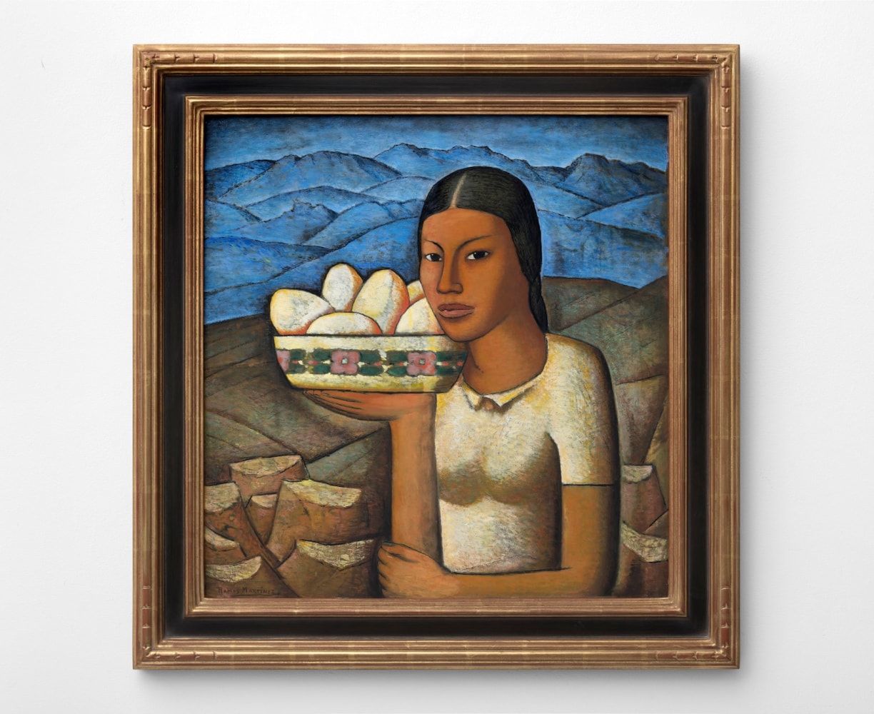 Alfredo Ramos Martínez (1871-1946) Mujer con Frutas, c. 1934  tempera and India ink on board 24 3/4 x 23 5/8 inches;  62.9 x 60 centimeters LSFA# 15353