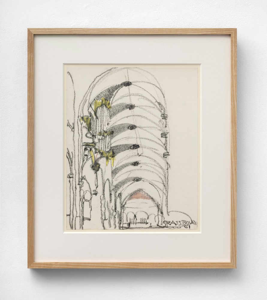Richard Neutra (1892-1970) Strasbourg Cathedral, Strasbourg, France, 1961     pastel on paper 13 1/2 x 11 inches;  34.3 x 27.9 centimeters LSFA# 15383