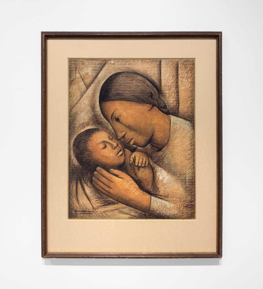 Alfredo Ramos Martínez (1871-1946) Amor de Madre, circa 1934 tempera on newsprint 20 3/4 x 16 1/2 inches; 52.8 x 41.9 centimeters LSFA# 13315