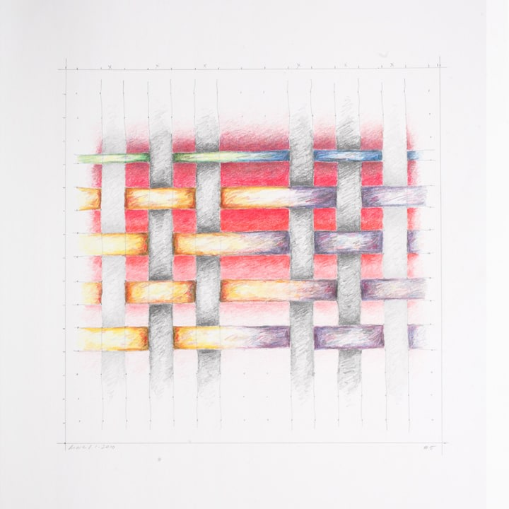 #5 (Study for Weaving #2), January 2010

pencil and colored pencil

14 x 11 inches; 35.6 x 27.9 centimeters

LSFA# 11742