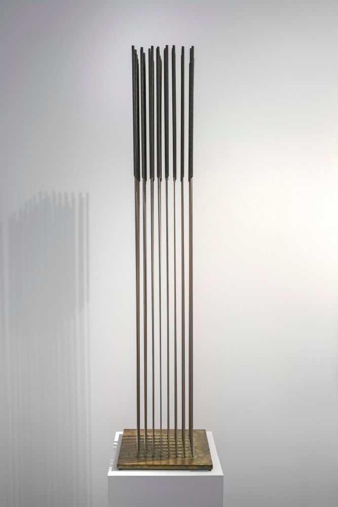 Harry Bertoia (1915-1978) Sonambient, c. 1970s steel with bronze base 52 x 11 3/4 x 11 3/4 inches; 132 x 30 x 30 centimeters LSFA# 12414