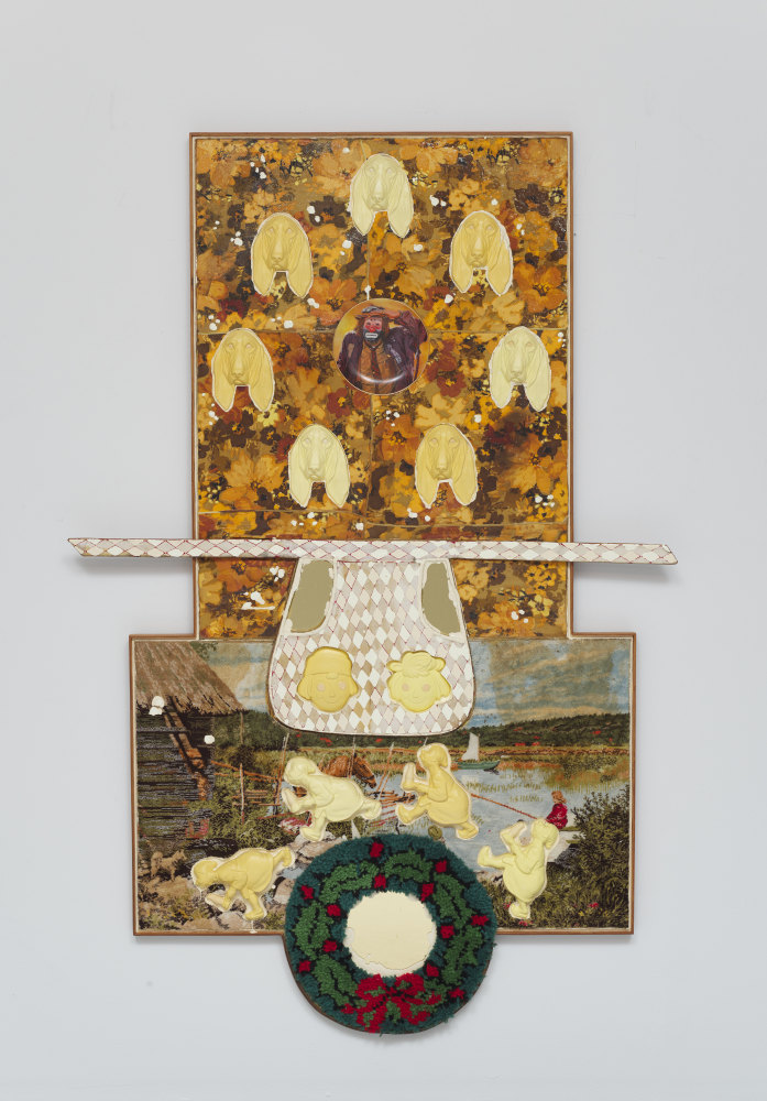 Tyler Macko
Fishing with a clown, 2020
Apron, textile, plate, plaster, oil
79.25h x 53w x 2d in
201.30h x 134.62w x 5.08d cm