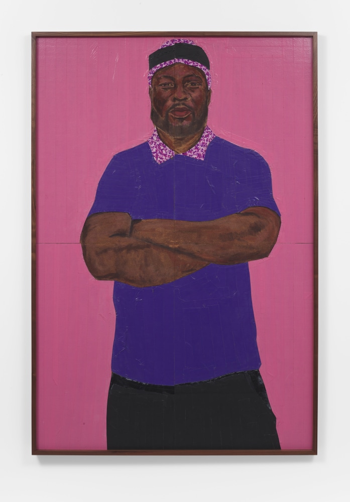 Serge Attukwei Clottey
Richard, 2020-2021
Oil paint, duct tape on cork board
70.75h x 47.75w in
179.71h x 121.29w cm