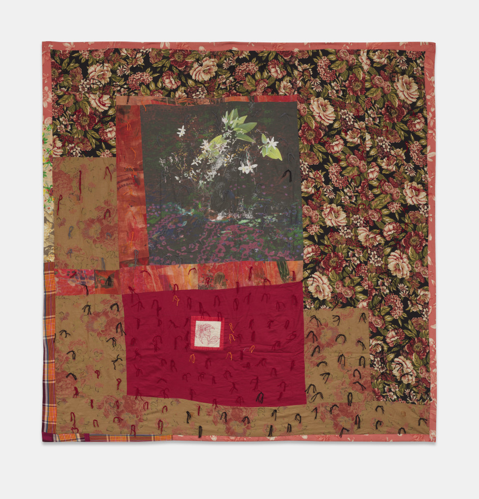 Penny Cortright
red Quilt, 2022
Petra Cortright Image on linen, Raoul&amp;rsquo;s linen, cotton, americana embroidered image
97h x 95w in
246.38h x 241.30w cm