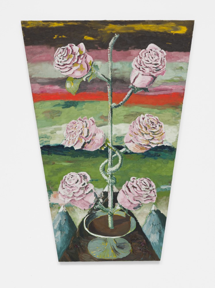 Ken Taylor&amp;nbsp;Reynaga
Roses and green sky, 2020
Oil on linen
70h x 50w x 1.50d in
177.80h x 127w x 3.81d cm