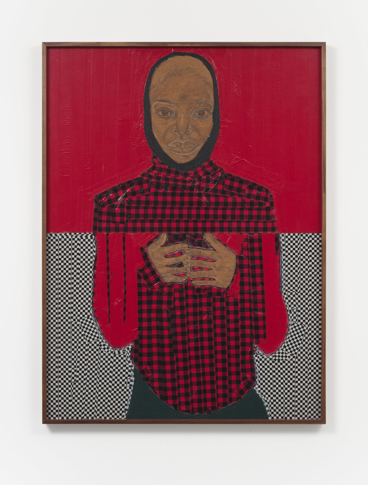 Serge Attukwei Clottey
Michaela Coel 2, 2020-2021
Oil paint, duct tape on cork board
50h x 37w in
127h x 93.98w cm