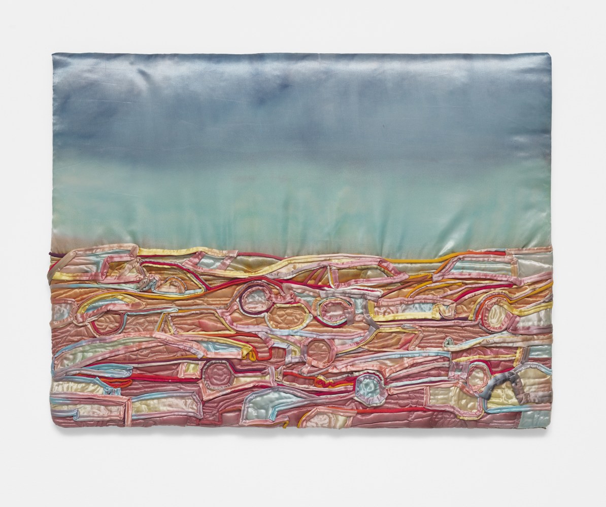 Lilah Rose
The Coast, 2021
Satin and fabric dye on wood-board
36h x 48w x 2d in
91.44h x 121.92w x 5.08d cm