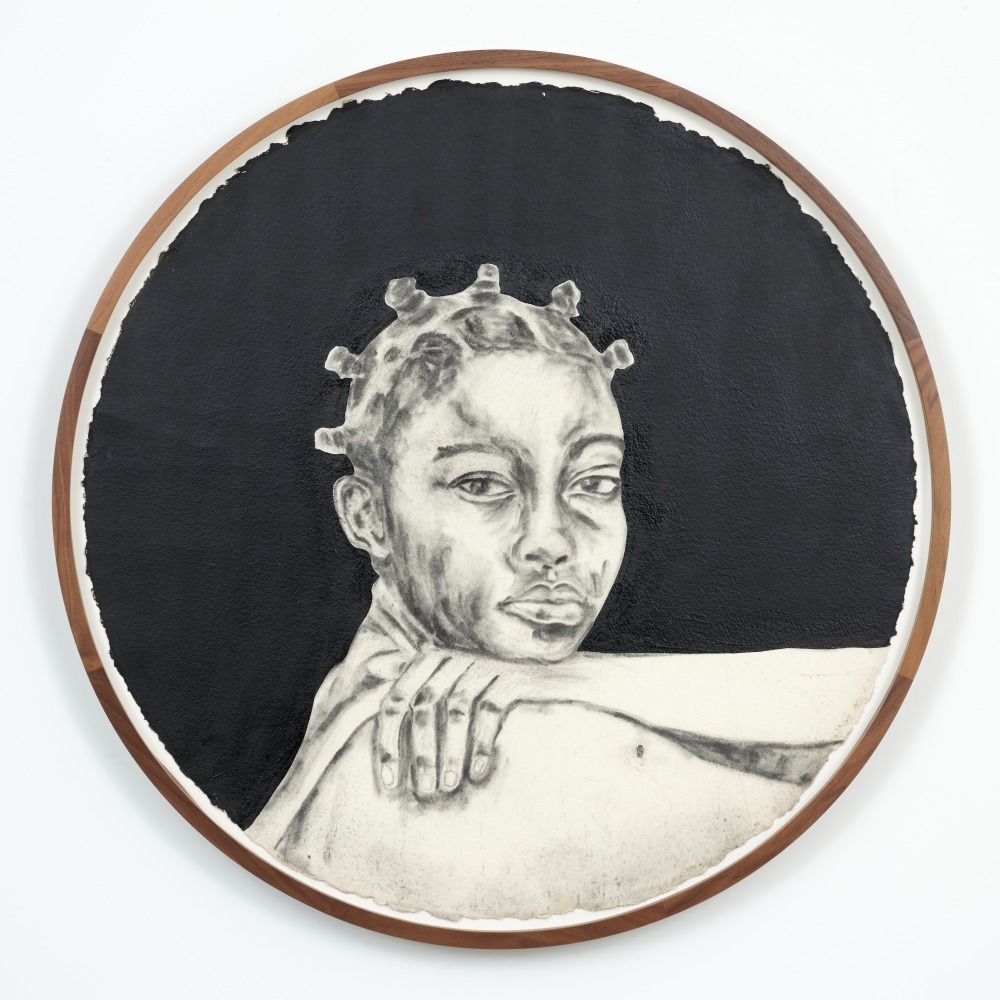 Serge Attukwei Clottey
Hair legacy II, 2020
Acrylics and charcoal on Tondo paper
35 inch diameter