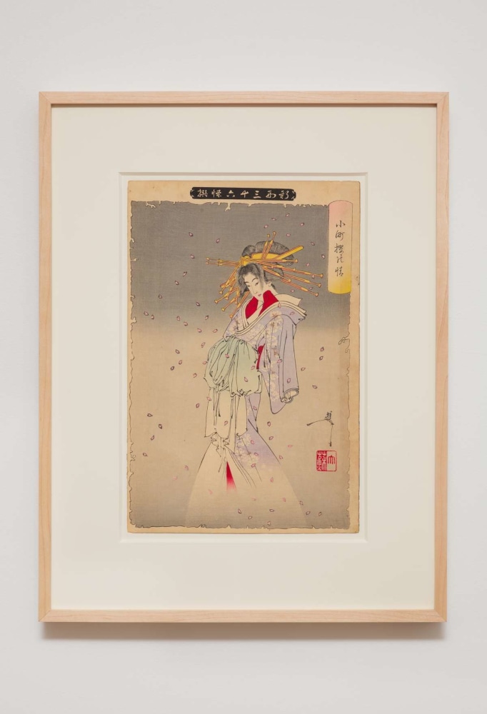 Tsukioka Yoshitoshi
The spirit of the Komachi cherry tree - "New Forms of Thirty-six Ghosts" Complete First Edition set (36 prints), 1890
Woodblock print
13.00h x 9.00w in
33.02h x 22.86w cm