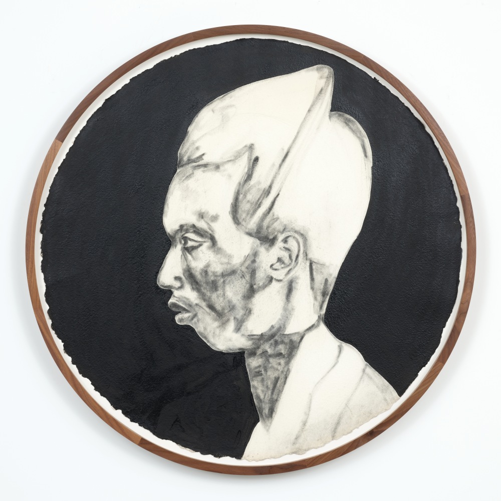 Serge Attukwei Clottey
Hair legacy III, 2020
Acrylics and charcoal on Tondo paper
35 inch diameter

&amp;nbsp;