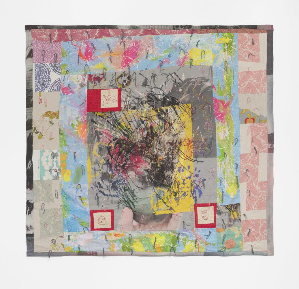Penny Cortright
Untitled, 2022
Image on linen, Raoul&amp;rsquo;s linen, Japanese cotton, quilted and embroidered americana 1930&amp;rsquo;s
87h x 94w in
220.98h x 238.76w cm
