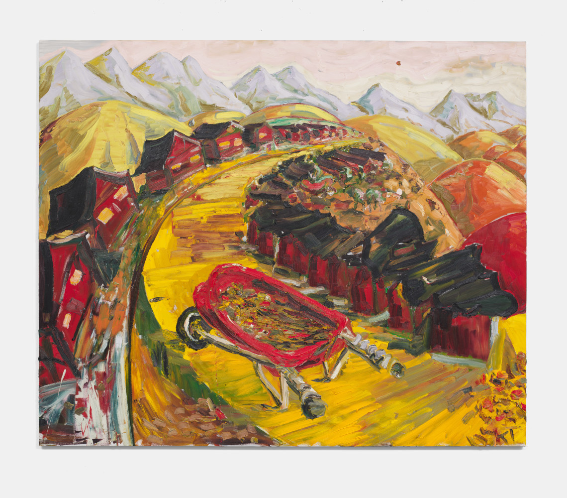 Ken Taylor Reynaga
Red Wheelbarrow (red houses), 2022
Oil on canvas
79h x 95w x 1.50d in
200.66h x 241.30w x 3.81d cm