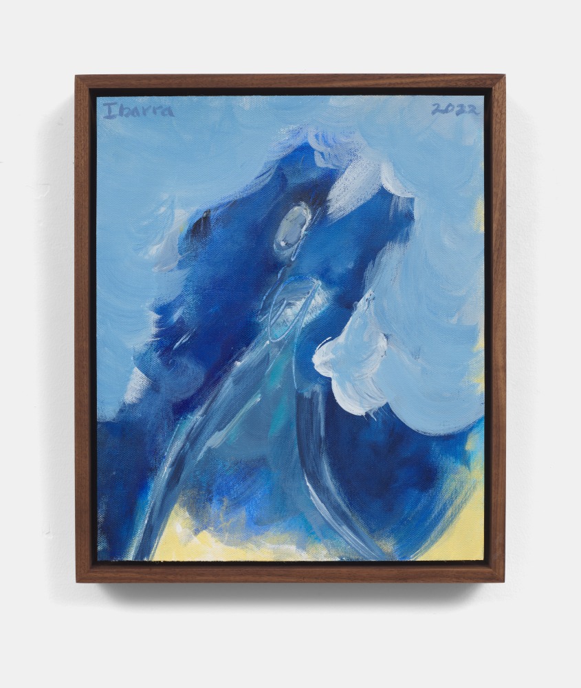 Elizabeth Ibarra
Untitled (Blue Planet Blue Figure), 2022
Acrylic on canvas sheet
12h x 10w in
30.48h x 25.40w cm
