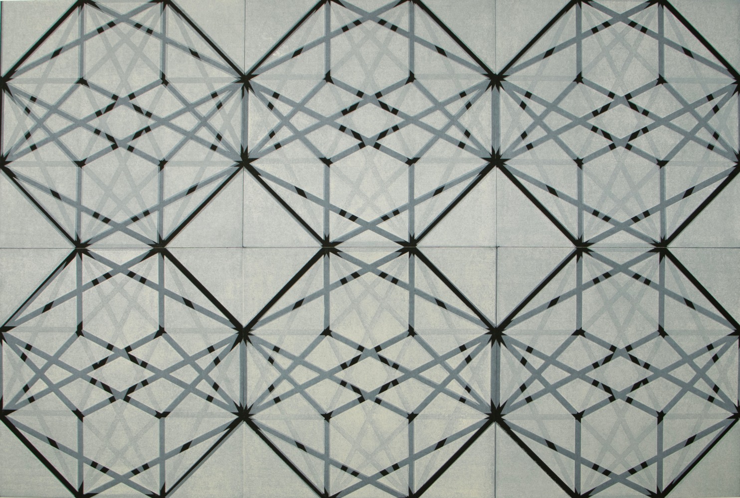 Jay Shinn Contained Element 6x6 #6, 2008 woodcut with chine colle on Lama Li and Rives BFK, printed at SVA, Unique image size: 30" x 45", paper size: 36" x 51"