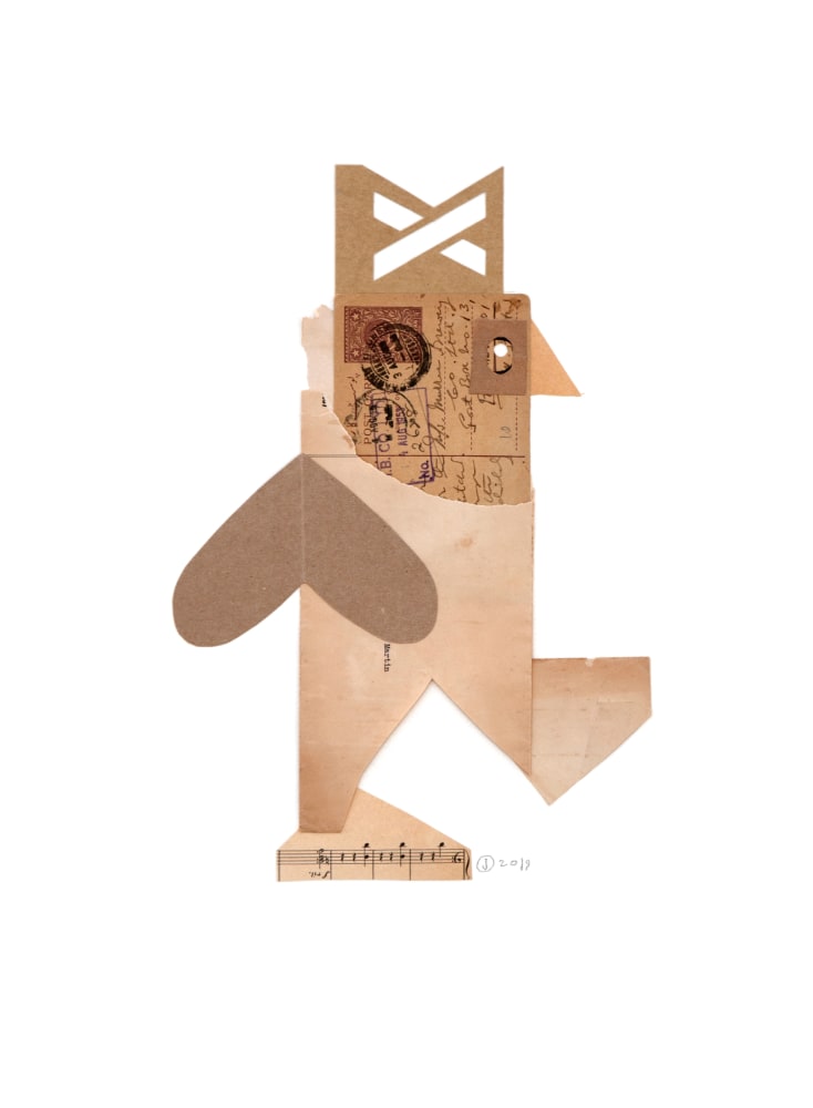 Jerry Jeanmard Royalty, Walking, 2019 collage on paper 19 3/4" x 14 1/2" JJ 211 Moody Gallery