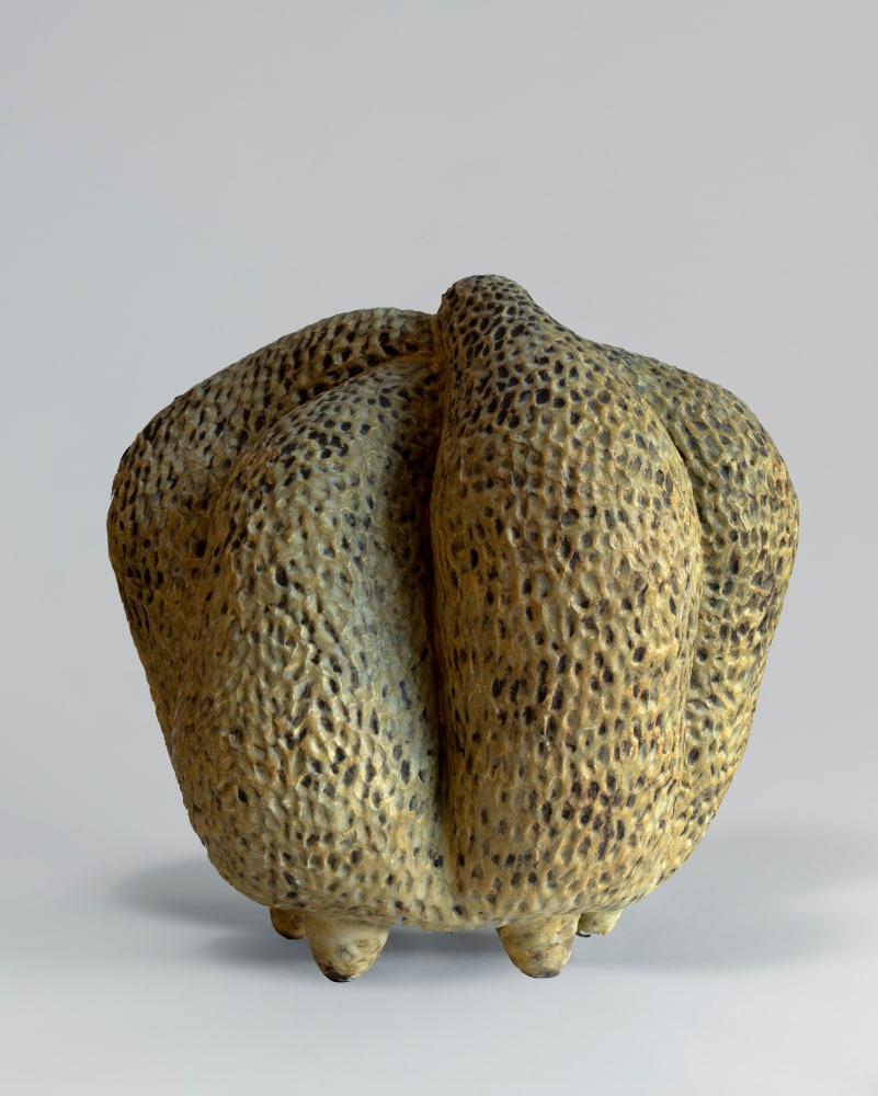 Tracye Wear Yellow Sago Palm Unfolding, 2023 stoneware, slip, glazes 17'' x 17 1/2'' x 18'' TW 118, Moody Gallery