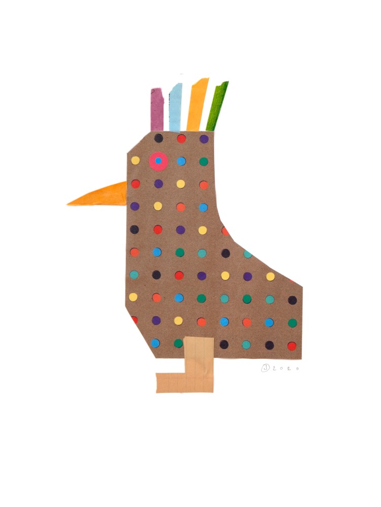 Jerry Jeanmard Spotted Hen, 2020 collage on paper 20 1/8" x 15 1/8" JJ 269 Moody Gallery