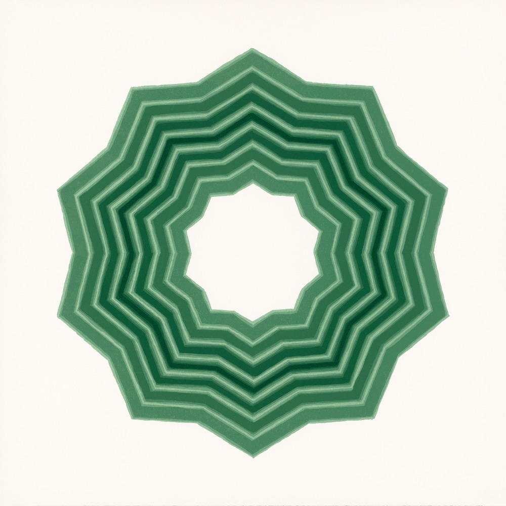 Jay Shinn Centric Graces 2, 2025 6 color lithograph, ed: 12 27" x 27"