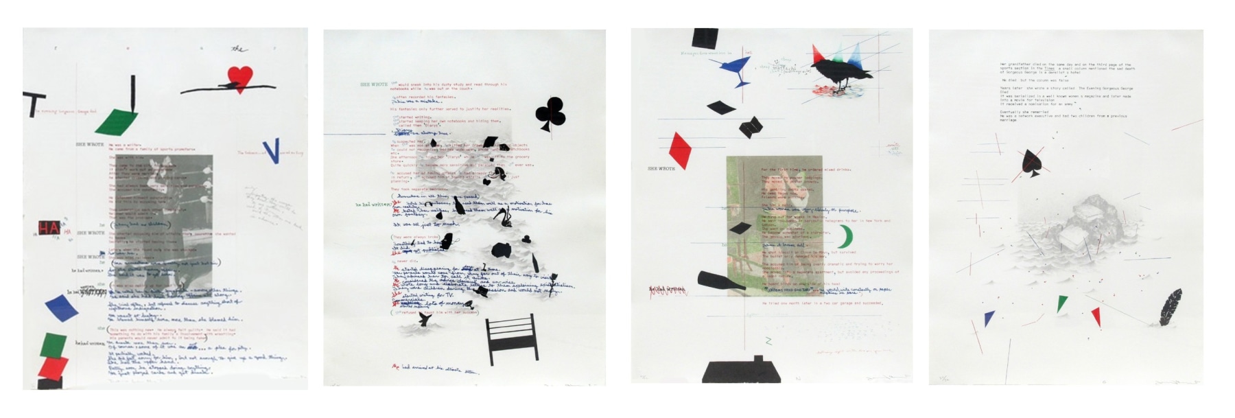Terry Allen Debris from the Text, 1981 five color lithograph, ed: A.P., 4/10 suite of 4, 30" x 23 1/2" each TA 18 Moody Gallery