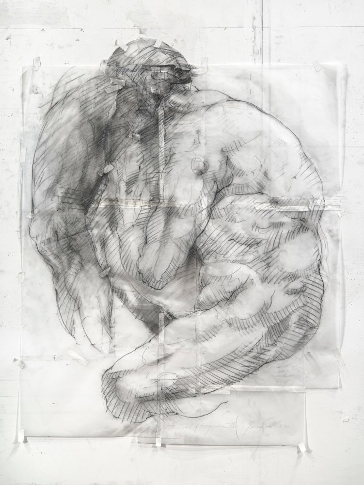 James Drake The Sound of Forgiveness VI, 2021 charcoal, pencil, tape on paper 55" x 42" JD 302 Moody Gallery