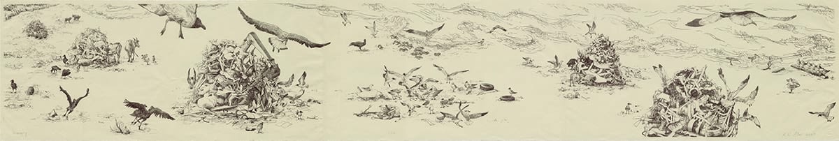 Melissa Miller Recovery, 2020 lithograph, ed: 10 11 1/2" x 68 1/4" MM 101 Moody Gallery