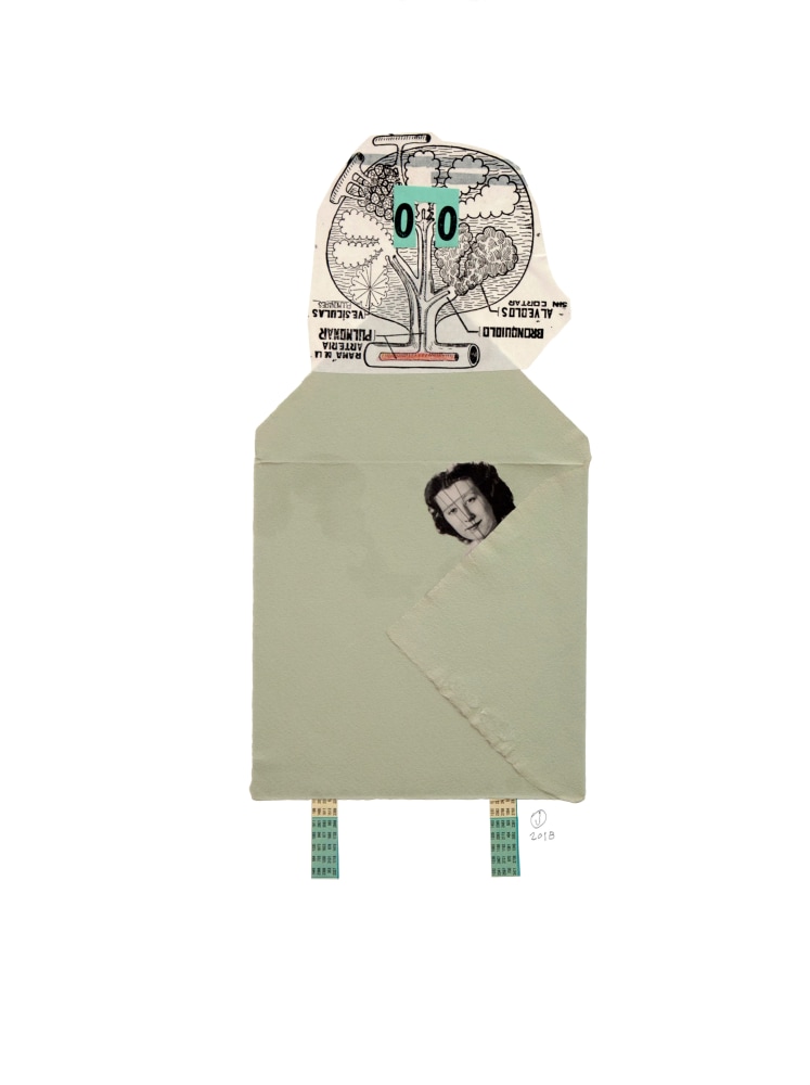 Jerry Jeanmard Alien Kidnapper, 2018 collage on paper 20 1/8" x 15 1/8" JJ 195 Moody Gallery
