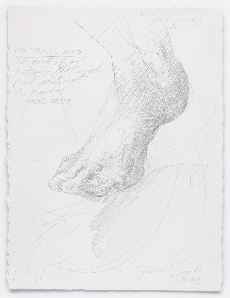 James Drake Pontormo's Foot, 2024 silverpoint on gessoed paper 15" x 11 1/2" JD 377, Moody Gallery