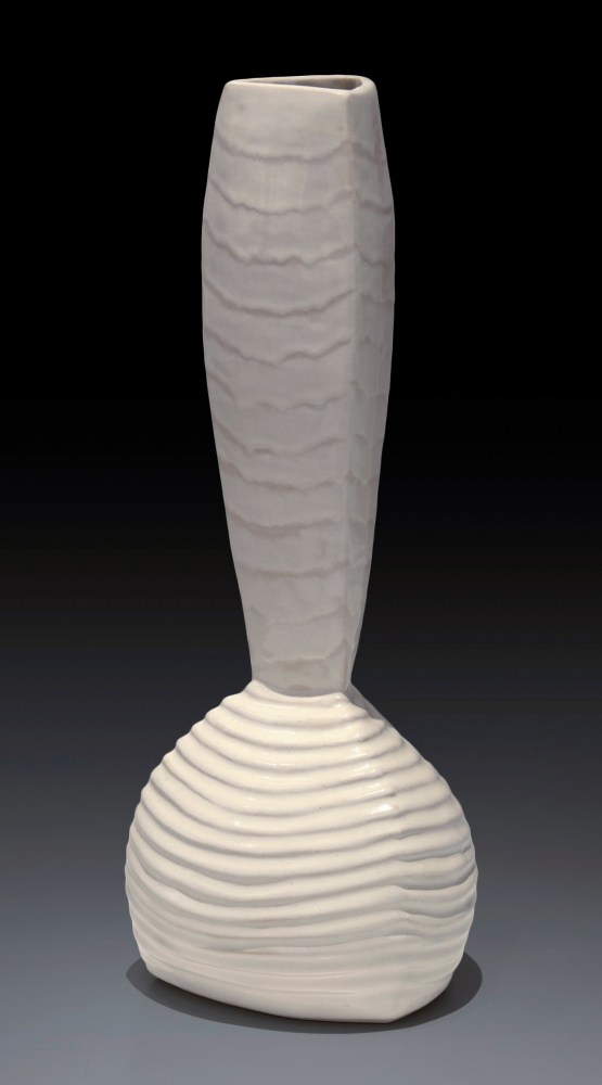 Tracye Wear White Vessel #15, 2016 stoneware, glaze 19" x 7" x 7" TW 3 Moody Gallery