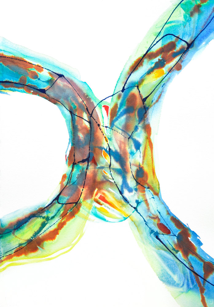 Arthur Turner Roundel Series, 107, 2014 watercolor and ink on paper 30" x 23" AT 1907 Moody Gallery