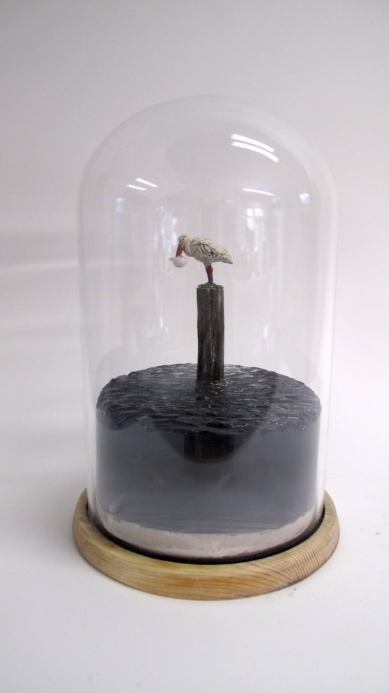 Helen Altman Delivery, 2023 cast plaster and resin, wood and glass 10 1/4" x 6 3/4" x 6 3/4" HA 863