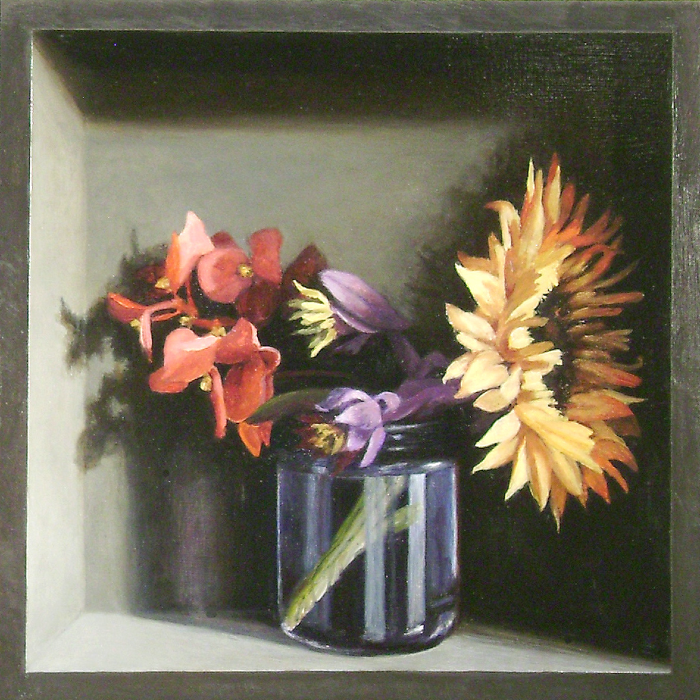 Jean Carruthers Wetta Sunflower, 2009 oil on masonite 10" x 10" x 2" JCW 26 Moody Gallery