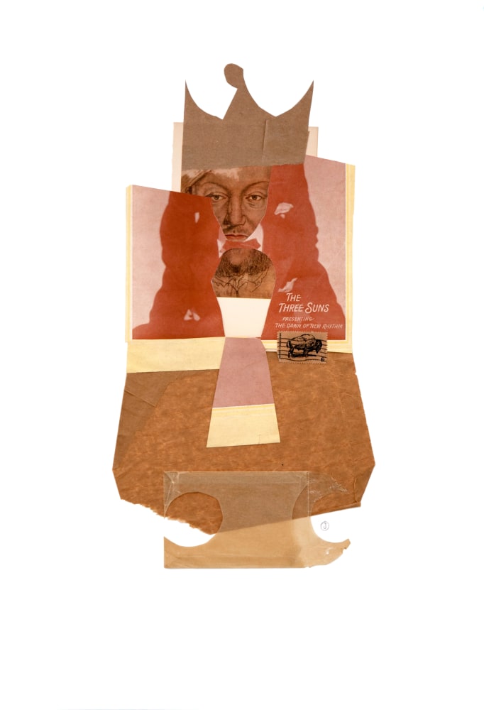 Jerry Jeanmard Henry and the Three Sons, 2019 collage on paper 22" x 15" JJ 199 Moody Gallery
