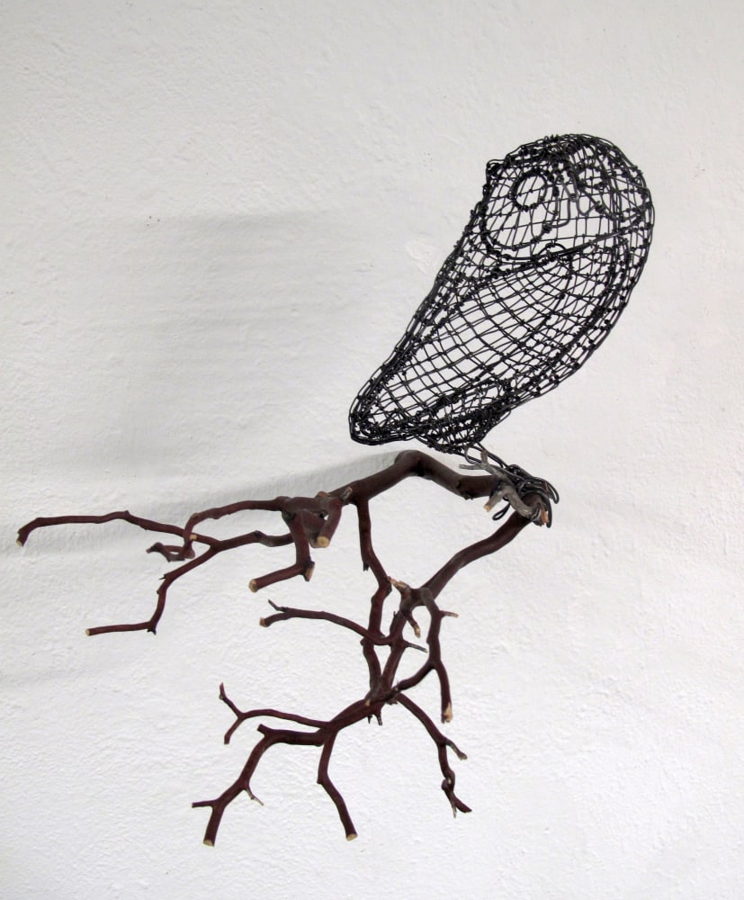 Helen Altman Moon Owl, 2022 wire and Manzanita branch 14" x 12" x 15 1/2" HA 828 Moody Gallery