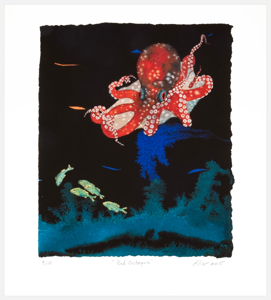 Melissa Miller Red Octopus, 2015 archival ink jet print, ed: 9/10 12 1/4" x 11" MM 107, Moody Gallery
