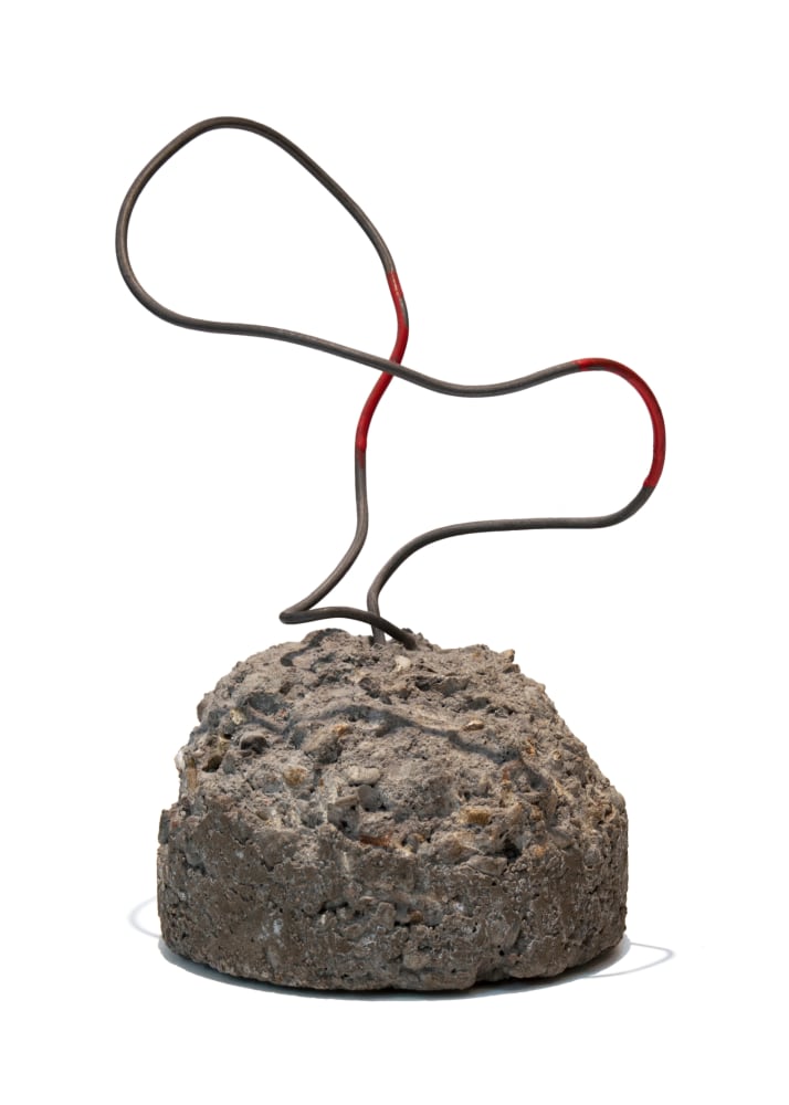 David Ireland Untitled (red wire), c. 2000 concrete, wire, and paint 9 1/2" x 6 1/2" x 5 1/2" DI 3 Moody Gallery