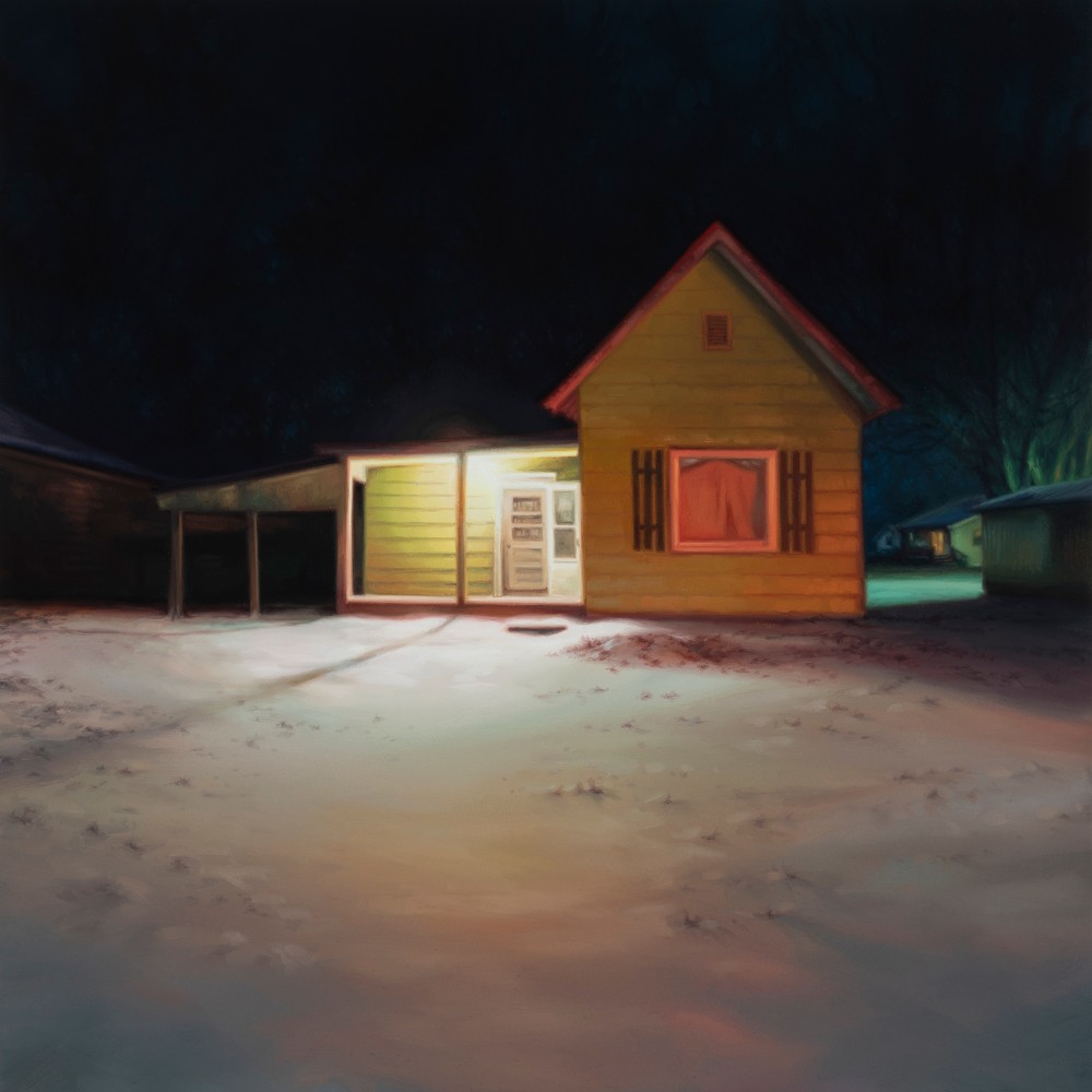 Sarah Williams Green Hills Avenue, 2024 oil on board 16'' x 16'' SW 119, Moody Gallery