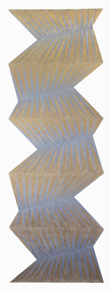 Jay Shinn Dyad Column #2 2020 colored pencil on paper 41 1/4" x 15 1/4" Moody Gallery