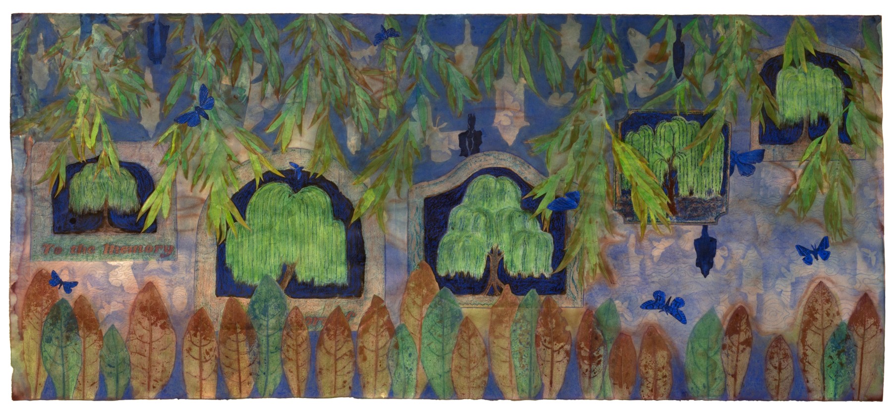 Liz Ward
Mourning Landscape, 2025
watercolor, pastel, wax crayons, colored pencils, and collage on Japanese paper
31 3/4" x 71"
LW 324