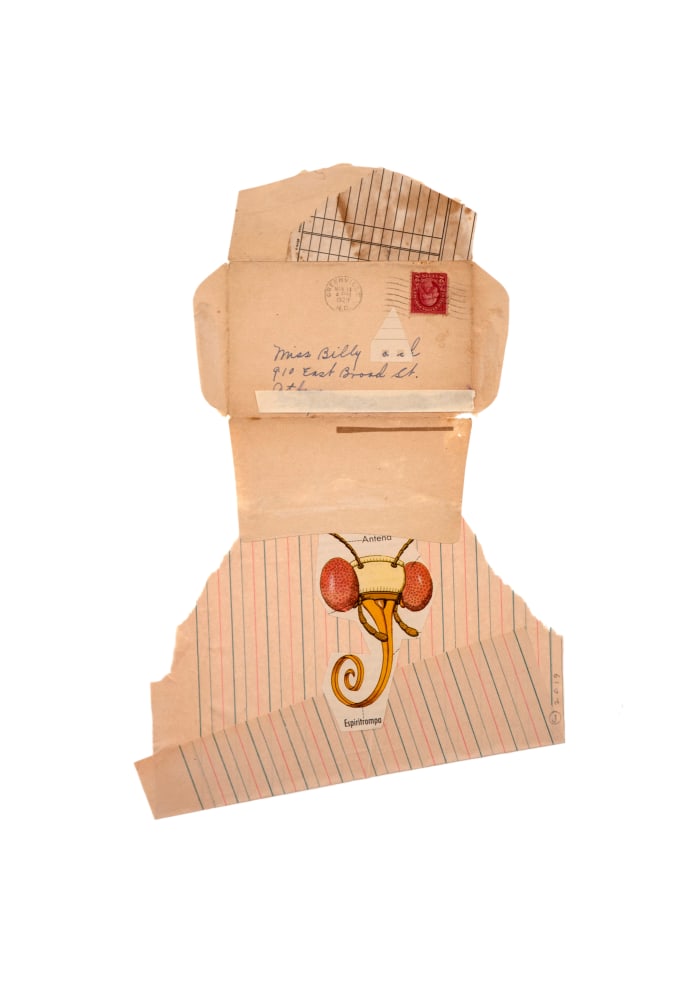 Jerry Jeanmard Man with Insect Cravat, 2019 collage on paper 22" x 15" JJ 213 Moody Gallery