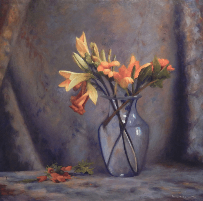 Jean Carruthers Wetta Maya's Vase, 2012 oil on multi-media board 16" x 16" JCW 15 Moody Gallery
