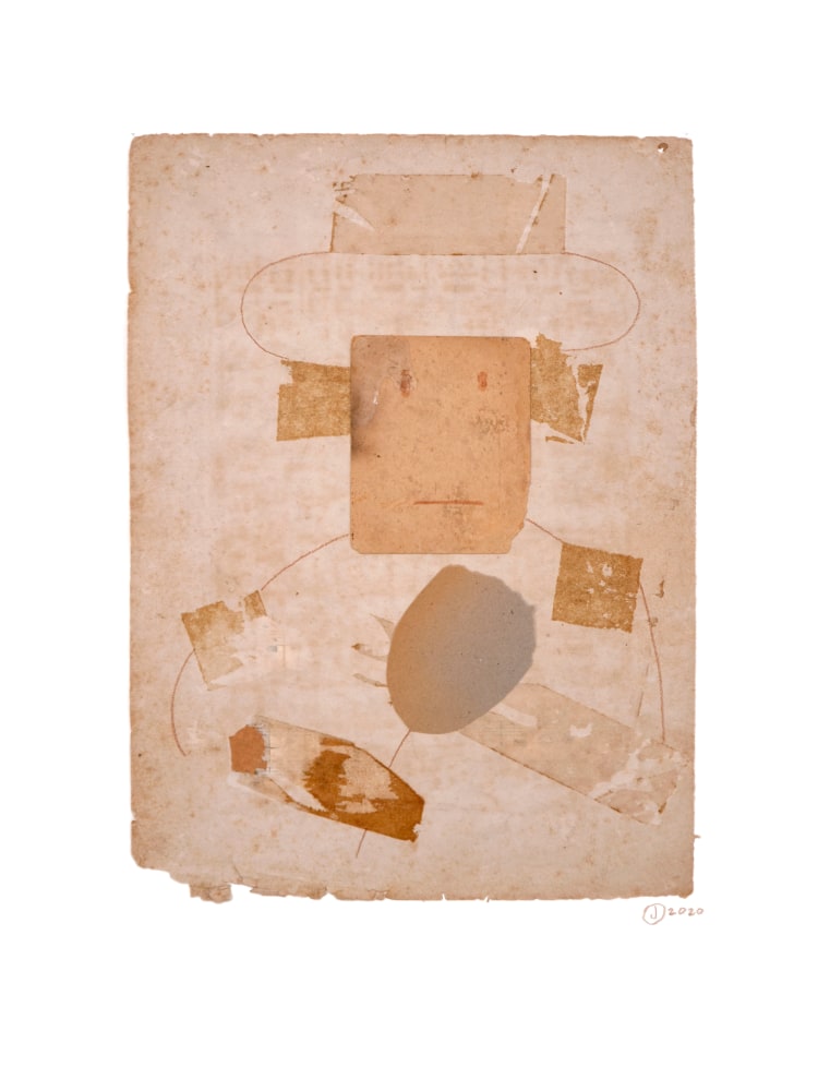 Jerry Jeanmard Man Fading, 2020 collage on paper 20" x 15" JJ 231 Moody Gallery