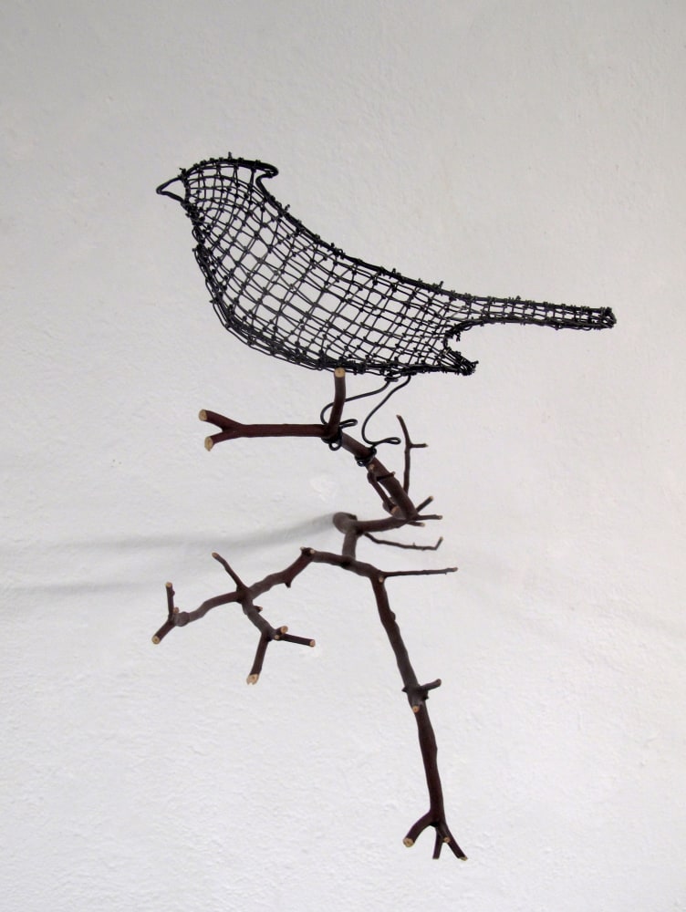 Helen Altman Cardinal (facing left), 2022 wire and Manzanita branch 13" x 10" x 18" HA 829 Moody Gallery