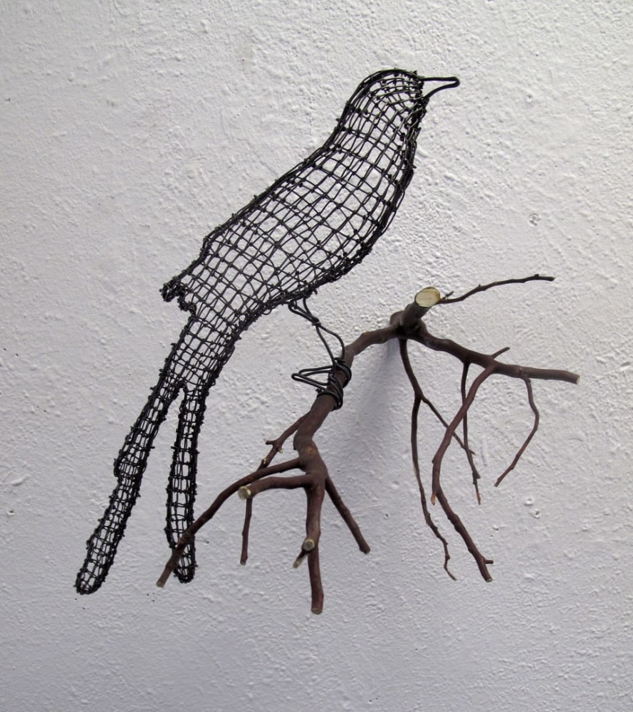 Helen Altman New Year's Fly-catcher, 2019 wire, Manzanita branch 16" x 14" x 12" HA 726 Moody Gallery