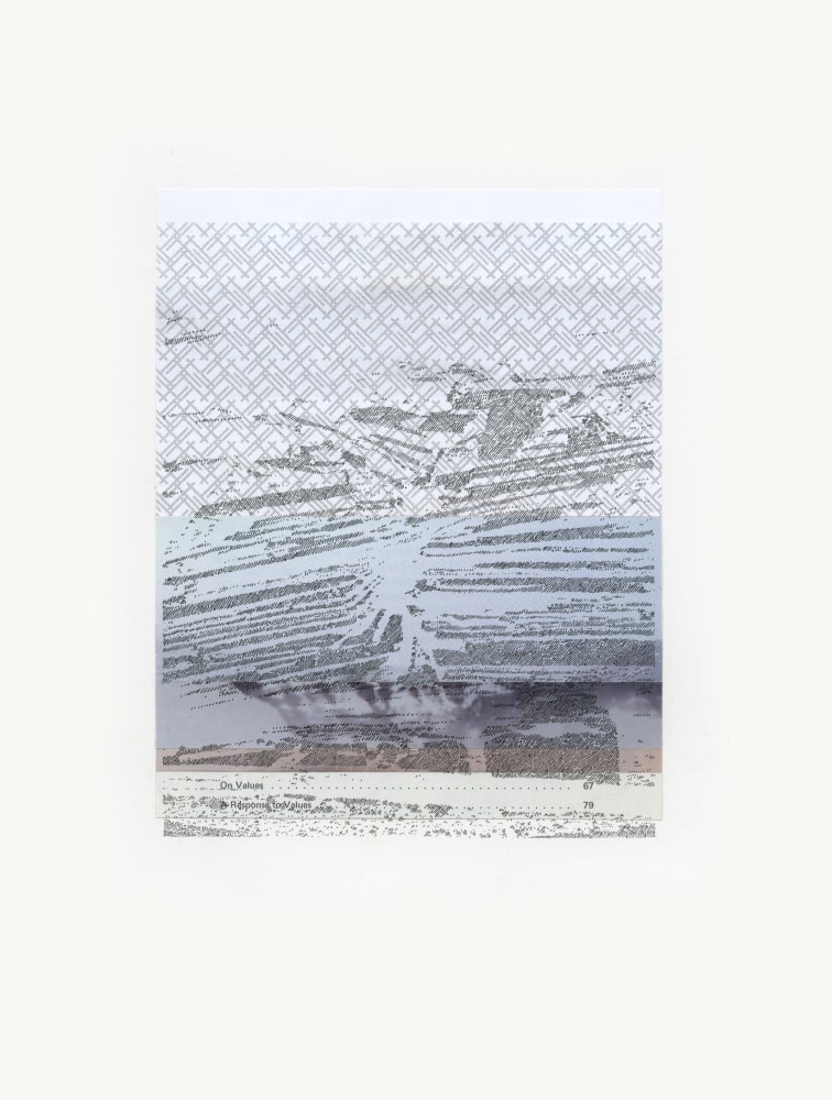 Bethany Johnson On Values, a Response to Values, 2021 collage and ink on paper 16 1/2" x 12 1/2" BJ 174 Moody Gallery