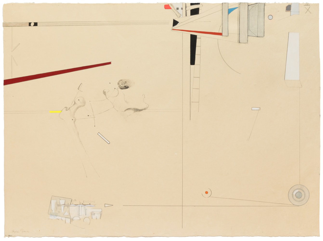 Stephen Greene Biograph 26, 1967 mixed media on paper 21 1/8" x 28 5/8" SGRN 9 Moody Gallery