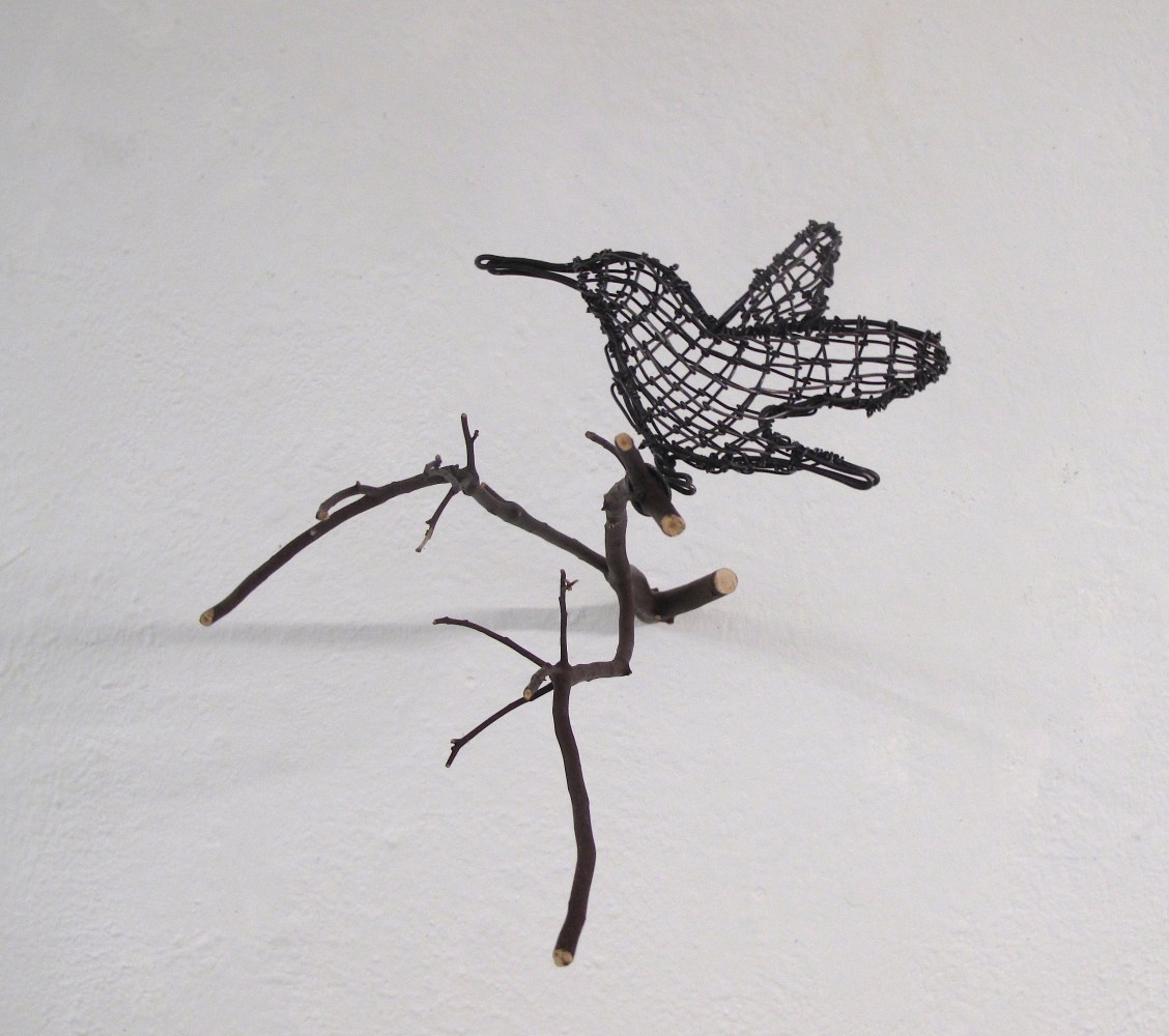 Helen Altman Hummer (facing right), 2022 wire and Manzanita branch 8" x 8" x 14" HA 825 Moody gallery